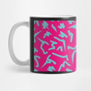 Dopamine Hot Pink and Teal Blue Bright Retro 80's Eighties Abstract Scribble Mug